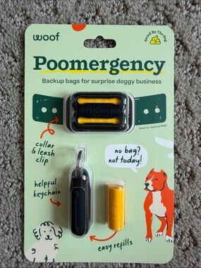 woof Poomergency Collar & Leash Clip with Yellow Refills